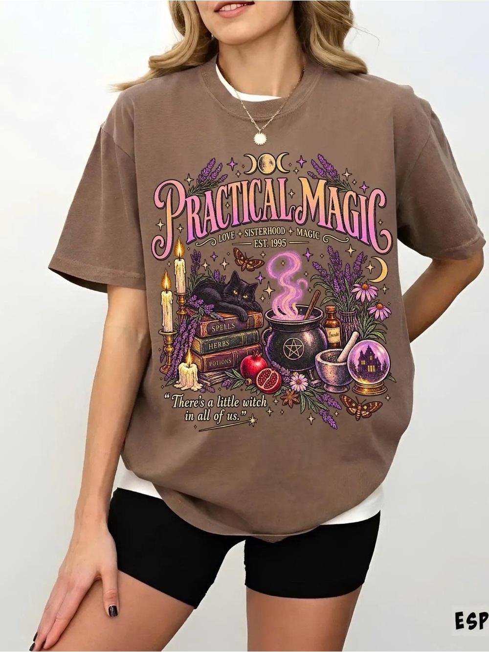 Practical Magic Graphic Tee in Brown - Unbranded